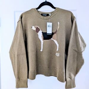 BRAND NEW Lauren Ralph Lauren Cotton Dog  Crewneck Sweater